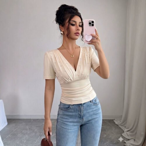 Pearl Trim Slim T-Shirt