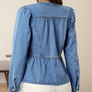 Ruched Button Shirt Jacket