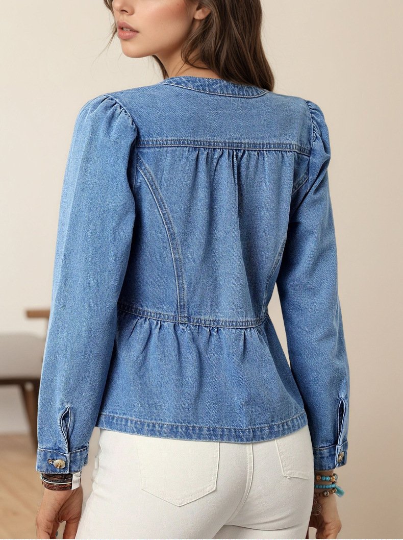 Ruched Button Shirt Jacket