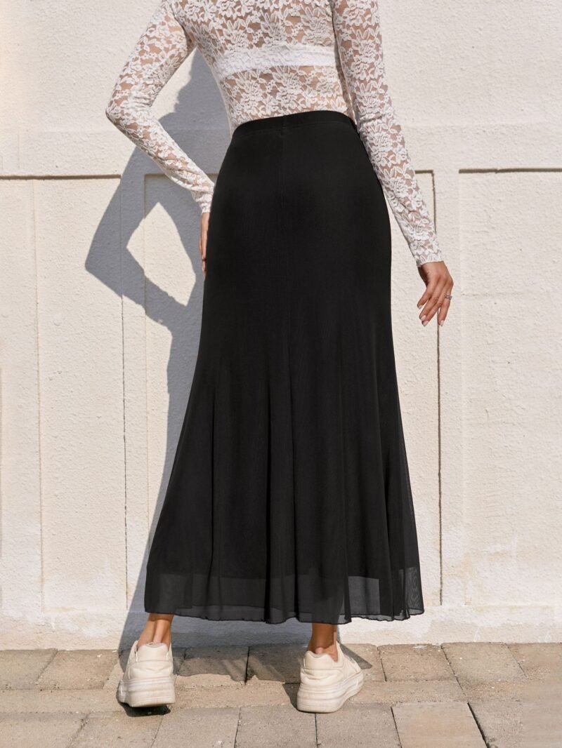 High Waist Mesh Pencil Skirt