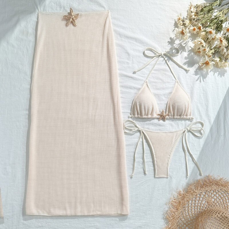 Halter Mesh Swim Skirt Set