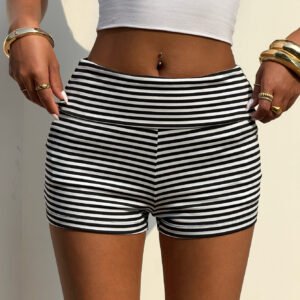 Striped Slim Shorts