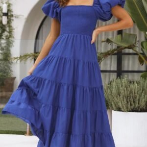 Smocked Off-Shoulder Maxi Dress