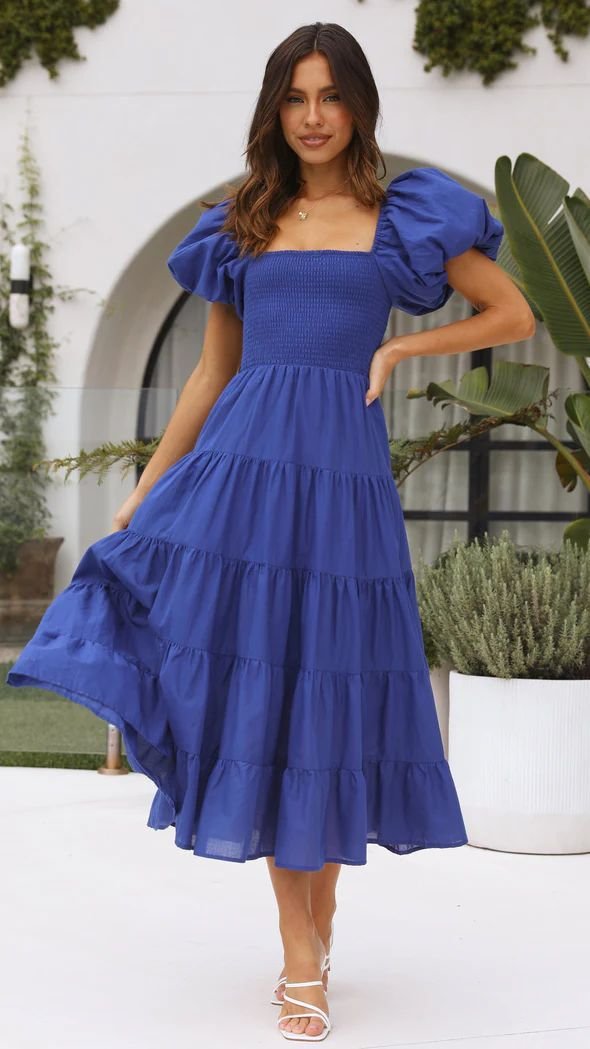 Smocked Off-Shoulder Maxi Dress