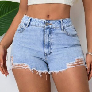 Ripped Denim Shorts