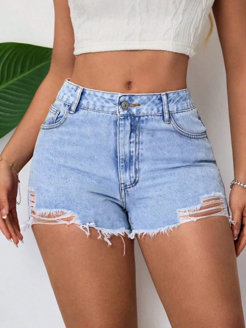 Ripped Denim Shorts