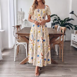 Floral Square Neck Maxi Dress