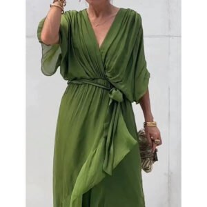 Belted Chiffon Maxi Dress