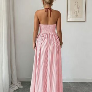 Striped Halter Maxi Dress