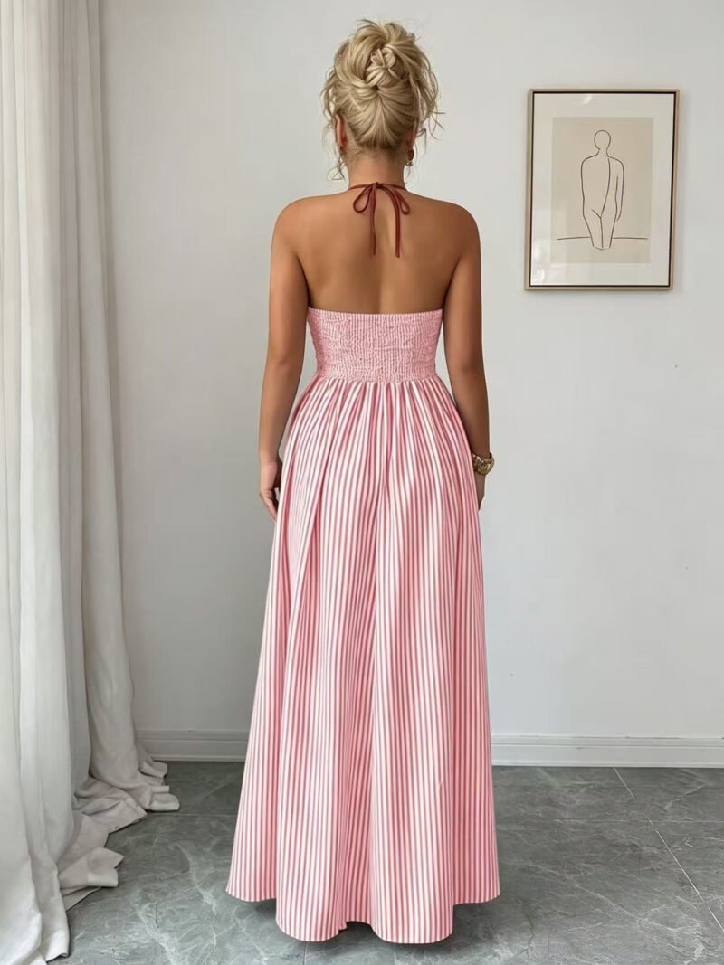 Striped Halter Maxi Dress