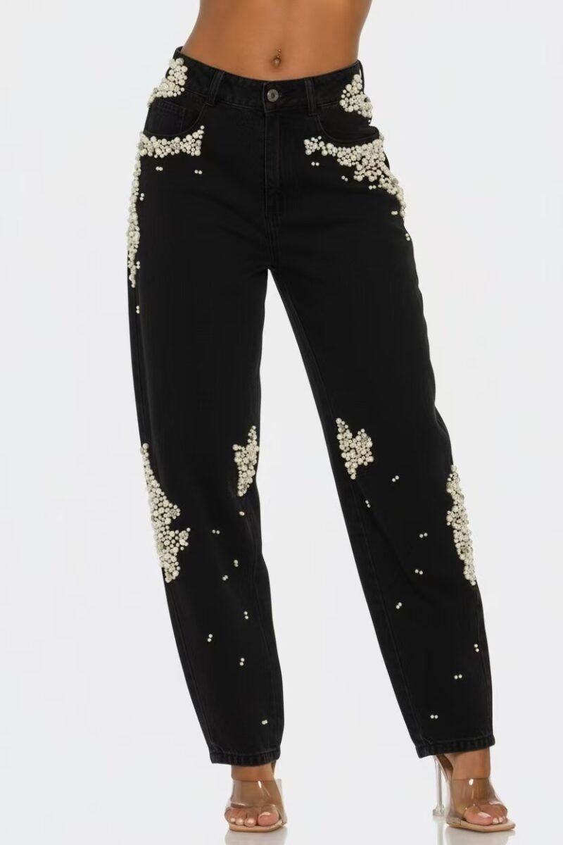 Beaded Straight Jeans