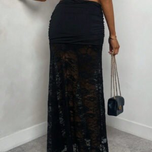Lace Tulle Midi Skirt