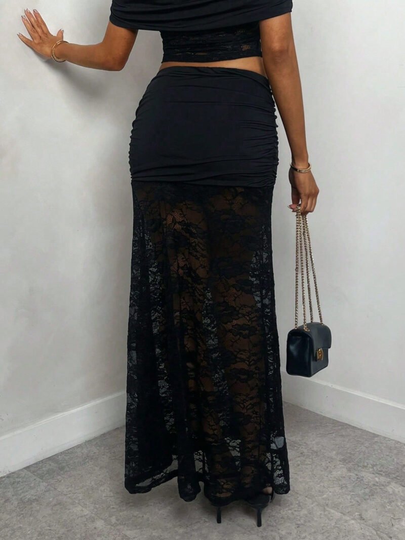 Lace Tulle Midi Skirt