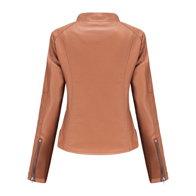 Stand Collar Faux Leather Jacket