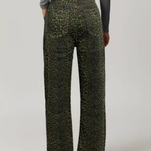 Leopard Print Straight Jeans