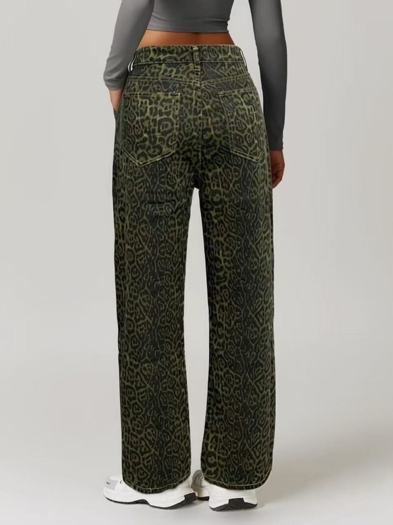 Leopard Print Straight Jeans