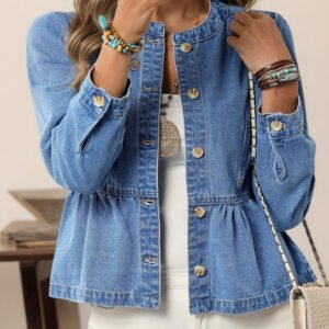 Ruched Button Shirt Jacket