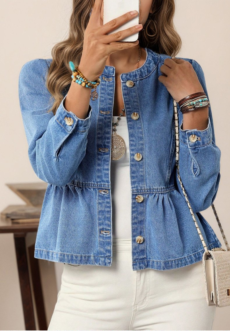 Ruched Button Shirt Jacket