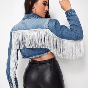 Fringe Denim Crop Jacket