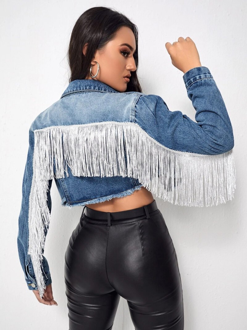 Fringe Denim Crop Jacket