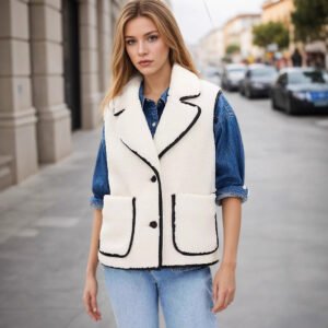 Striped Button Vest Jacket