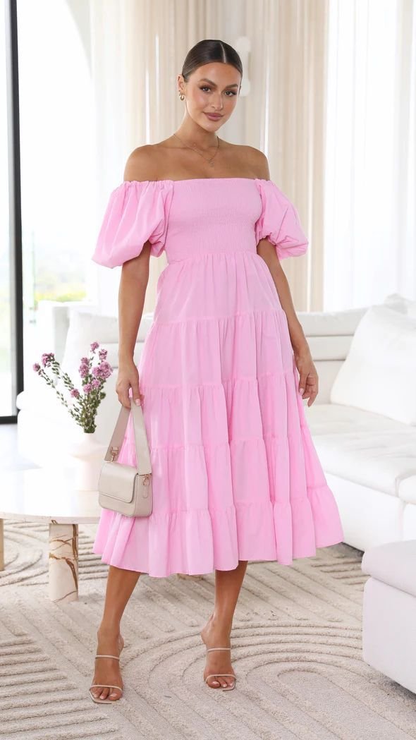 Smocked Off-Shoulder Maxi Dress
