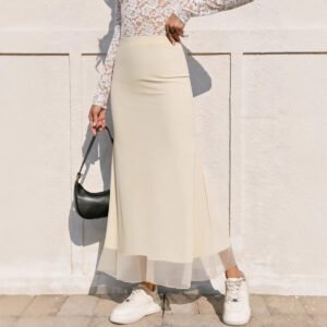 High Waist Mesh Pencil Skirt