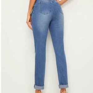 High Rise Straight Denim Pants