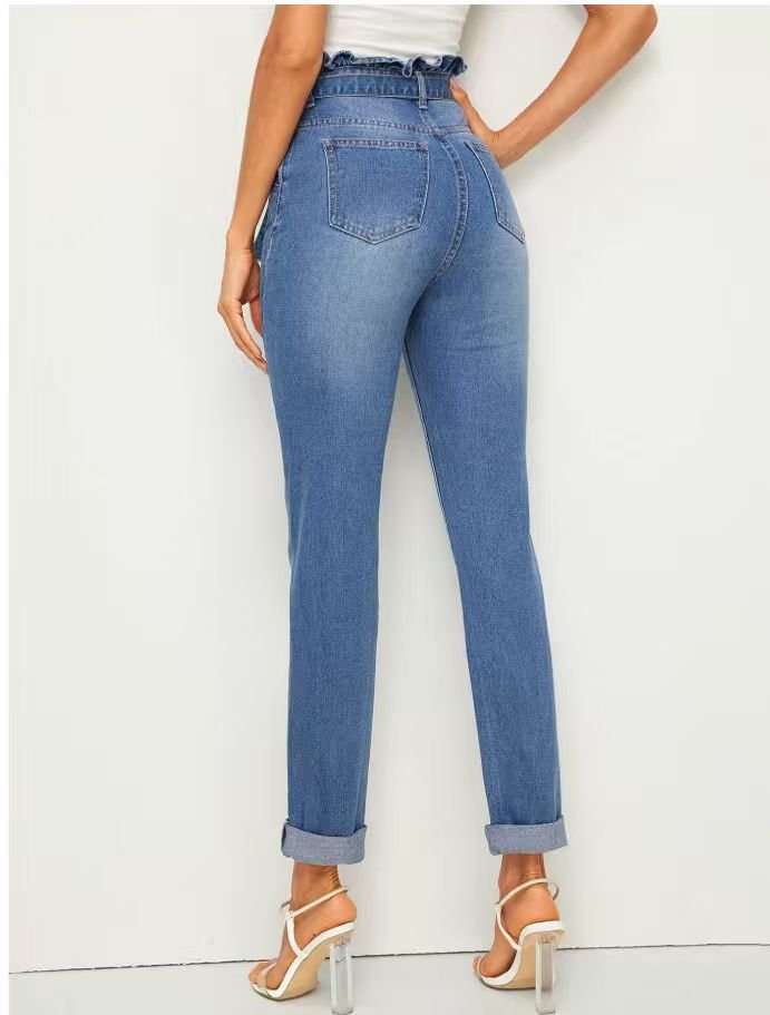 High Rise Straight Denim Pants