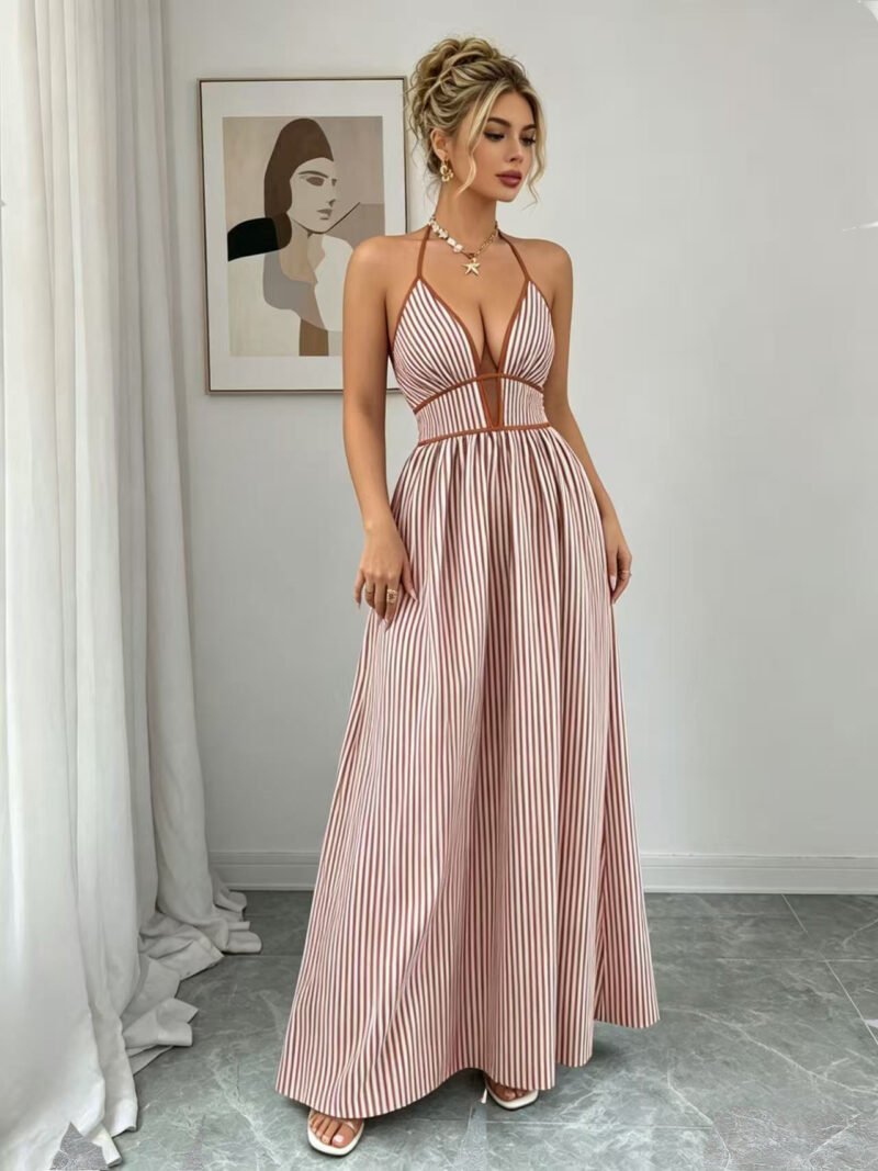 Striped Halter Maxi Dress