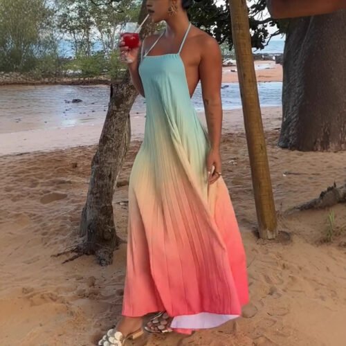 Backless Halter Maxi Dress