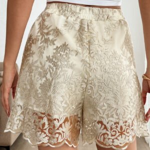 Lace Trim Wide Leg Shorts