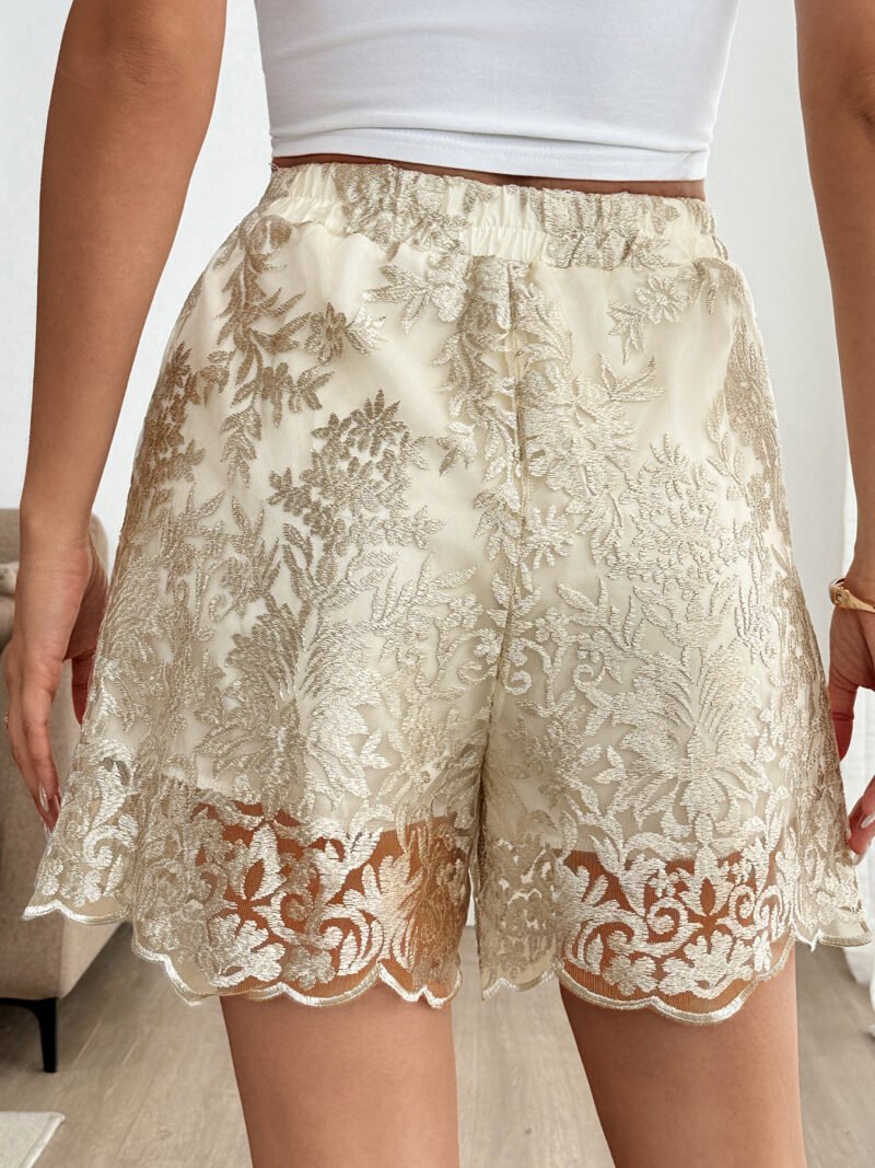 Lace Trim Wide Leg Shorts