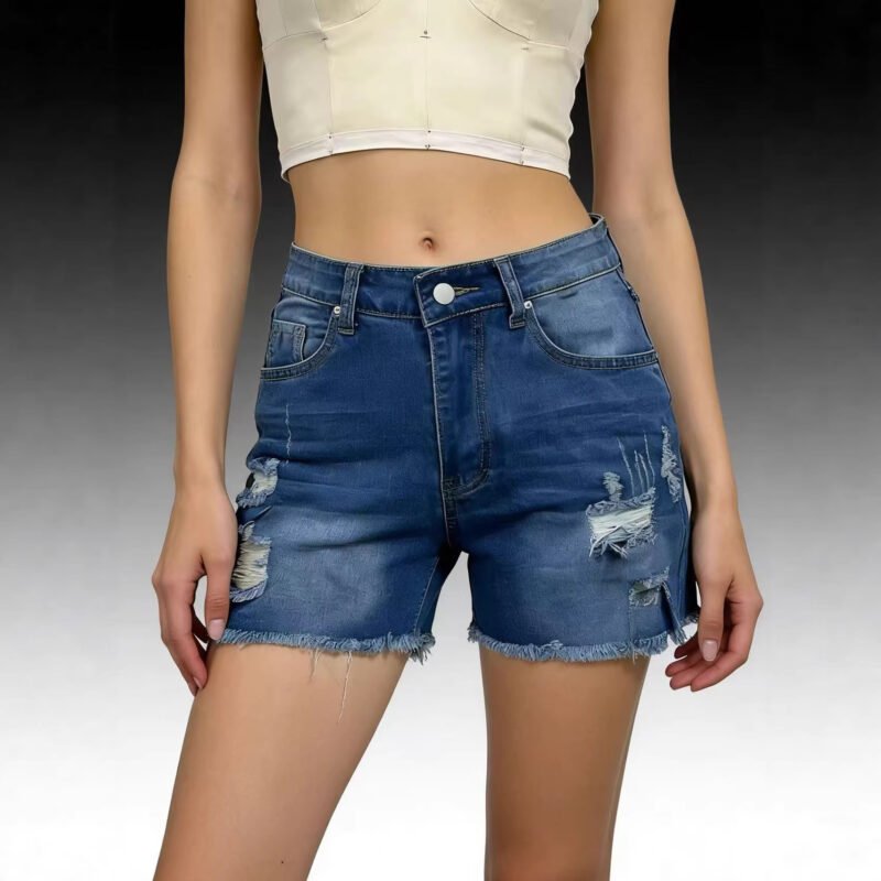 Ripped Denim Shorts