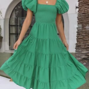 Smocked Off-Shoulder Maxi Dress