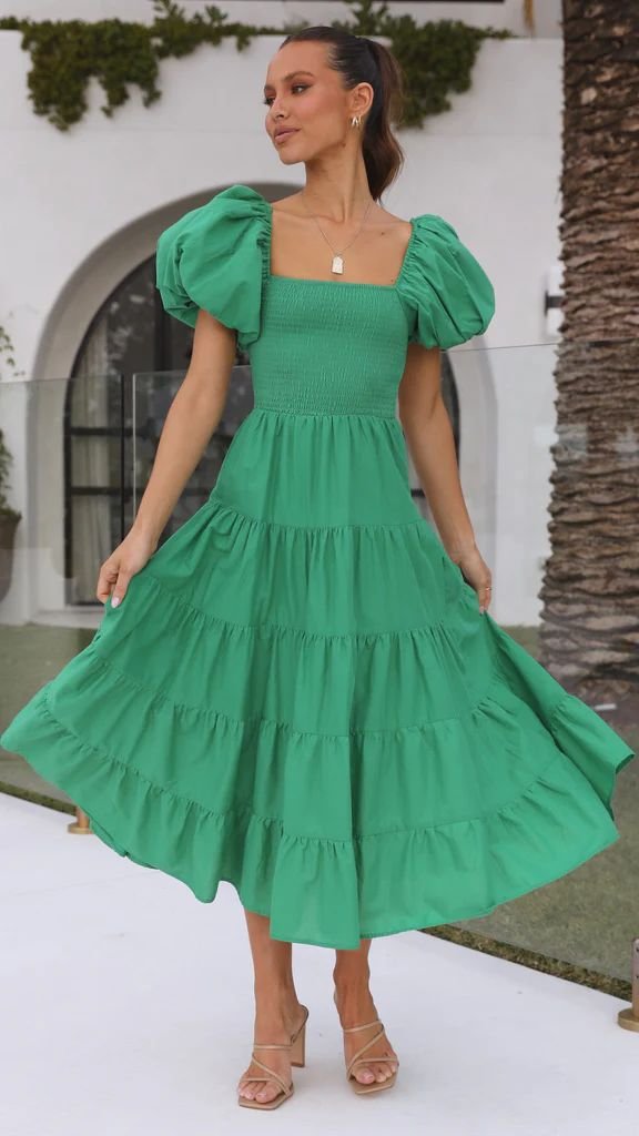 Smocked Off-Shoulder Maxi Dress