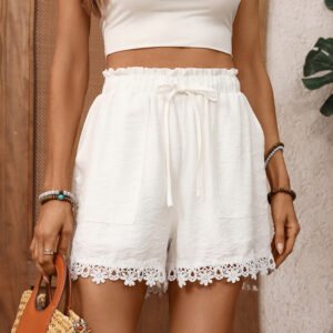 Lace Trim High Rise Shorts