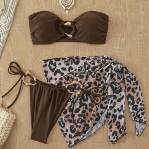 Animal Print Three Piece Swimsuit