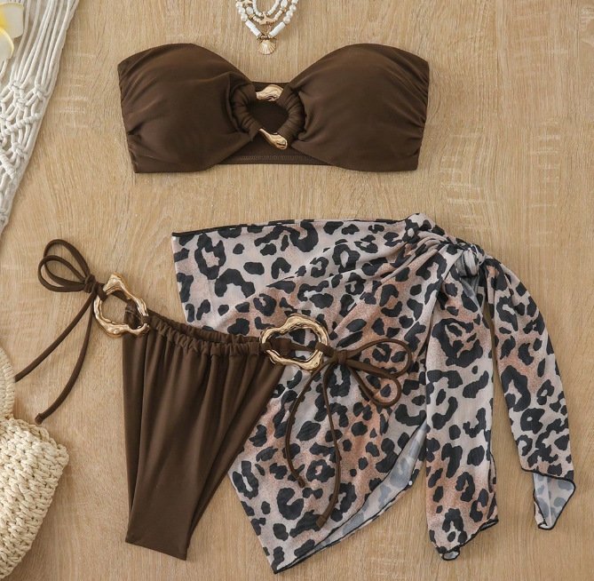 Animal Print Three Piece Swimsuit
