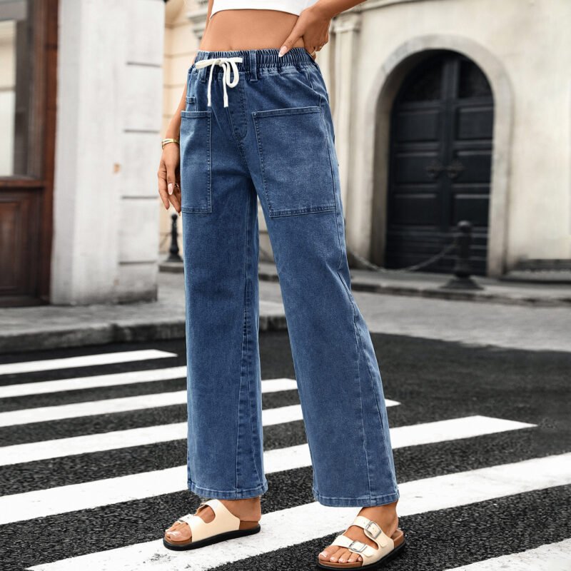 Washed Wide Leg Denim Pants