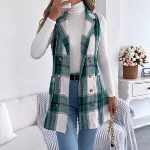Plaid Double Breasted Vest