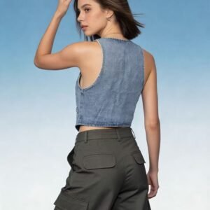 Slim Denim Button Vest
