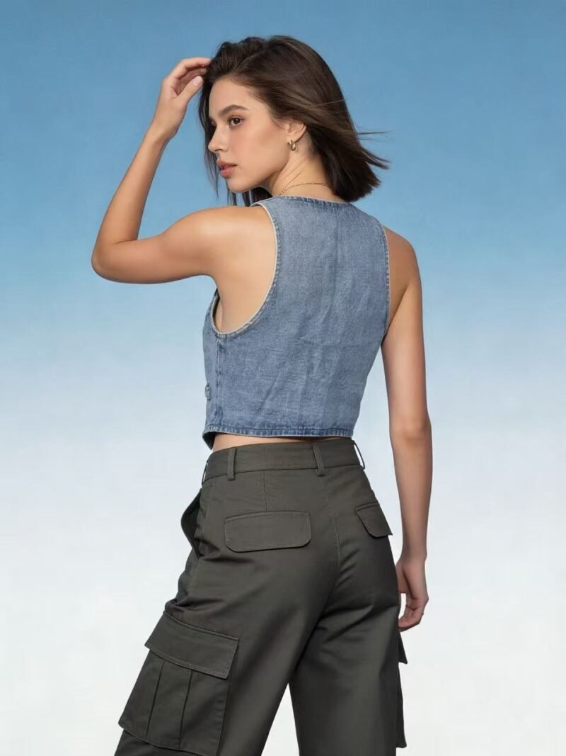 Slim Denim Button Vest