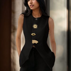 Button Split Vest Vest