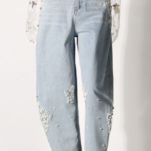 Beaded Straight Jeans