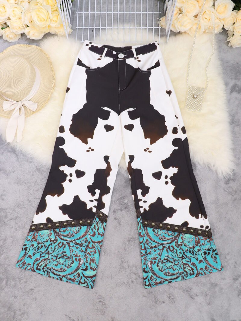 Printed Wide Leg Trousers