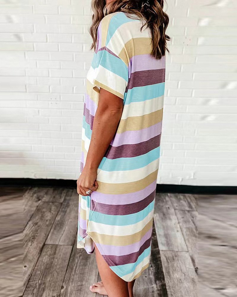 Striped Loose Midi Dress