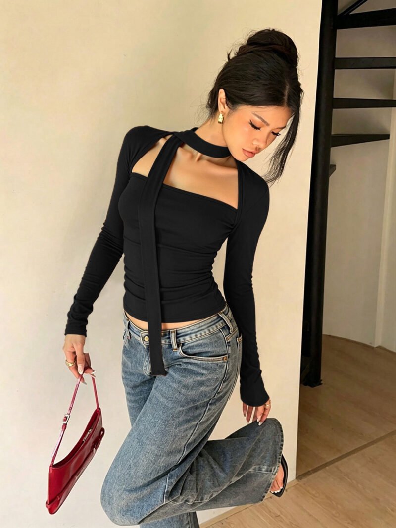 Square Neck Scarf Top