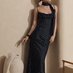 Polka Dot Halter Maxi Dress