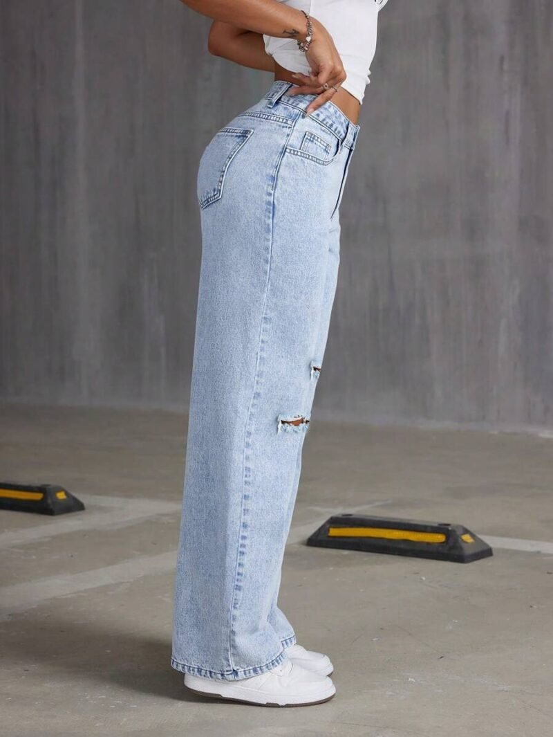 Ripped Wide Leg Jeans